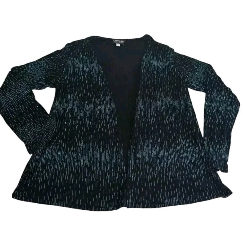 Onyx Nite by Wendye‎ Chaitin Womens Open Front Cardigan Size Large Vintage